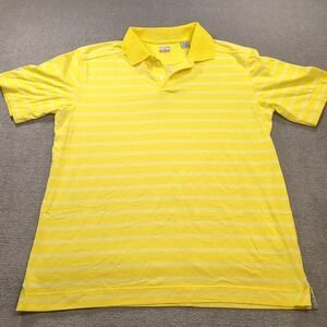 Callaway Men's‎ Large Polo Shirt Yellow With White Stripes C-tech